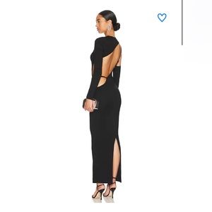 Super down margo open back black gown dress